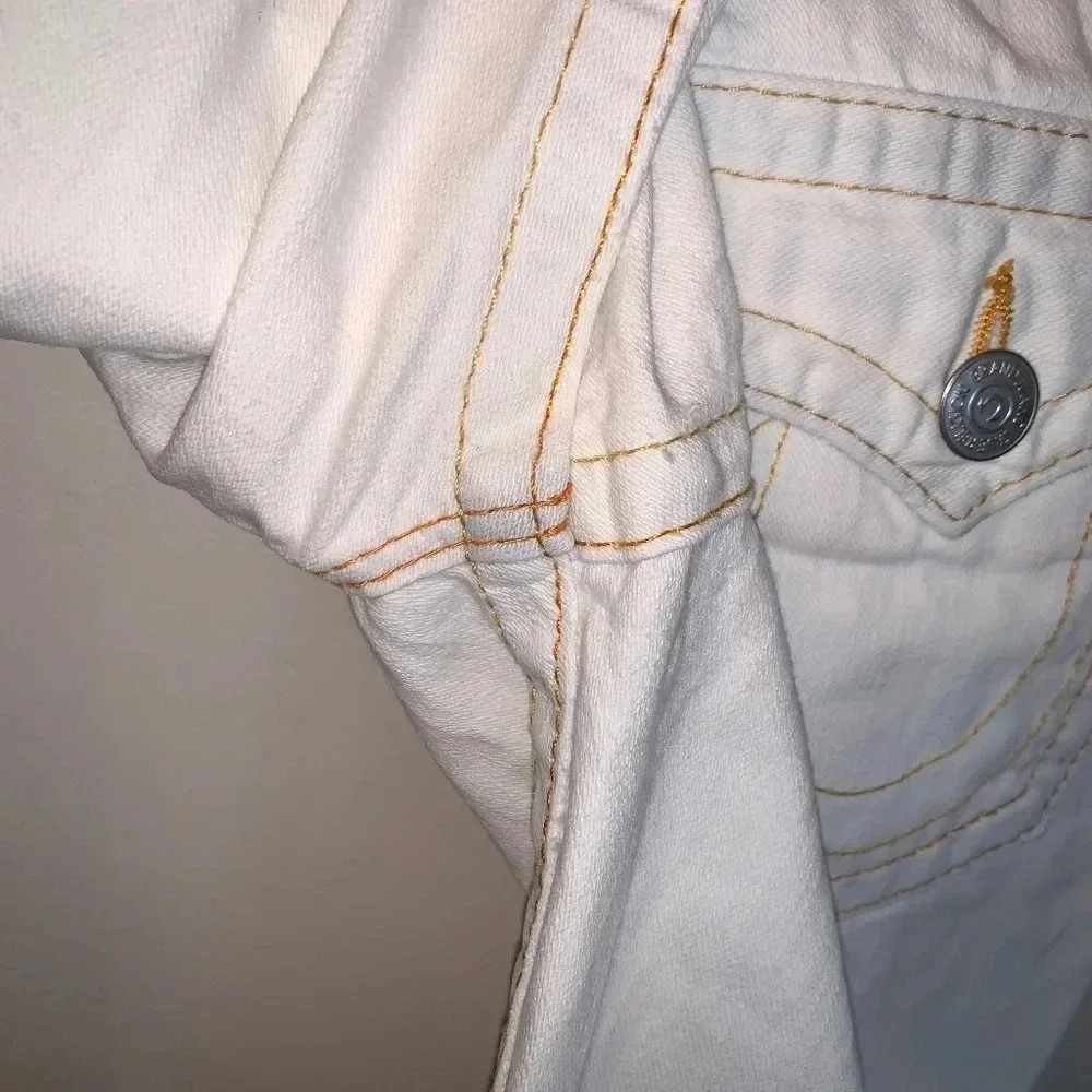 True Religion White Low Rise  Flare Distressed Jeans Y2K 30 - Picture 7 of 15